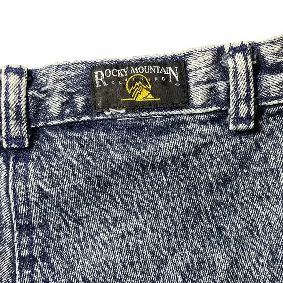 Vintage Rocky Mountain High Waist Acid Wash Bareback Jeans Western Flap Front - Picture 10 of 13